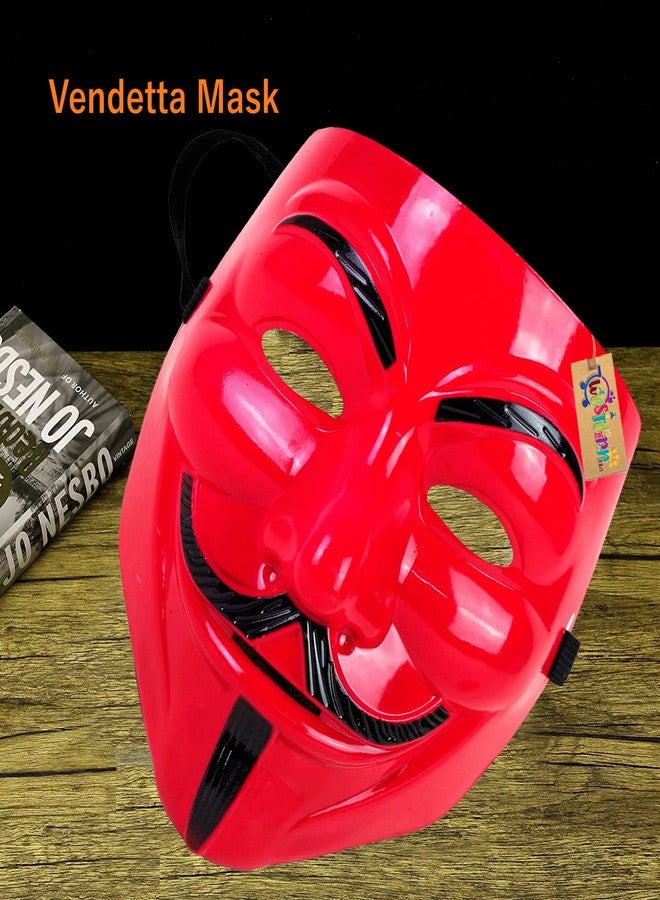 Western Era Stylish and Iconic V for Vendetta Red Cosplay Mask: Perfect for Fans of the Movie and Graphic Novel with its Distinctive Design and Comfortable Fit (Combo Of 3) - Image 5